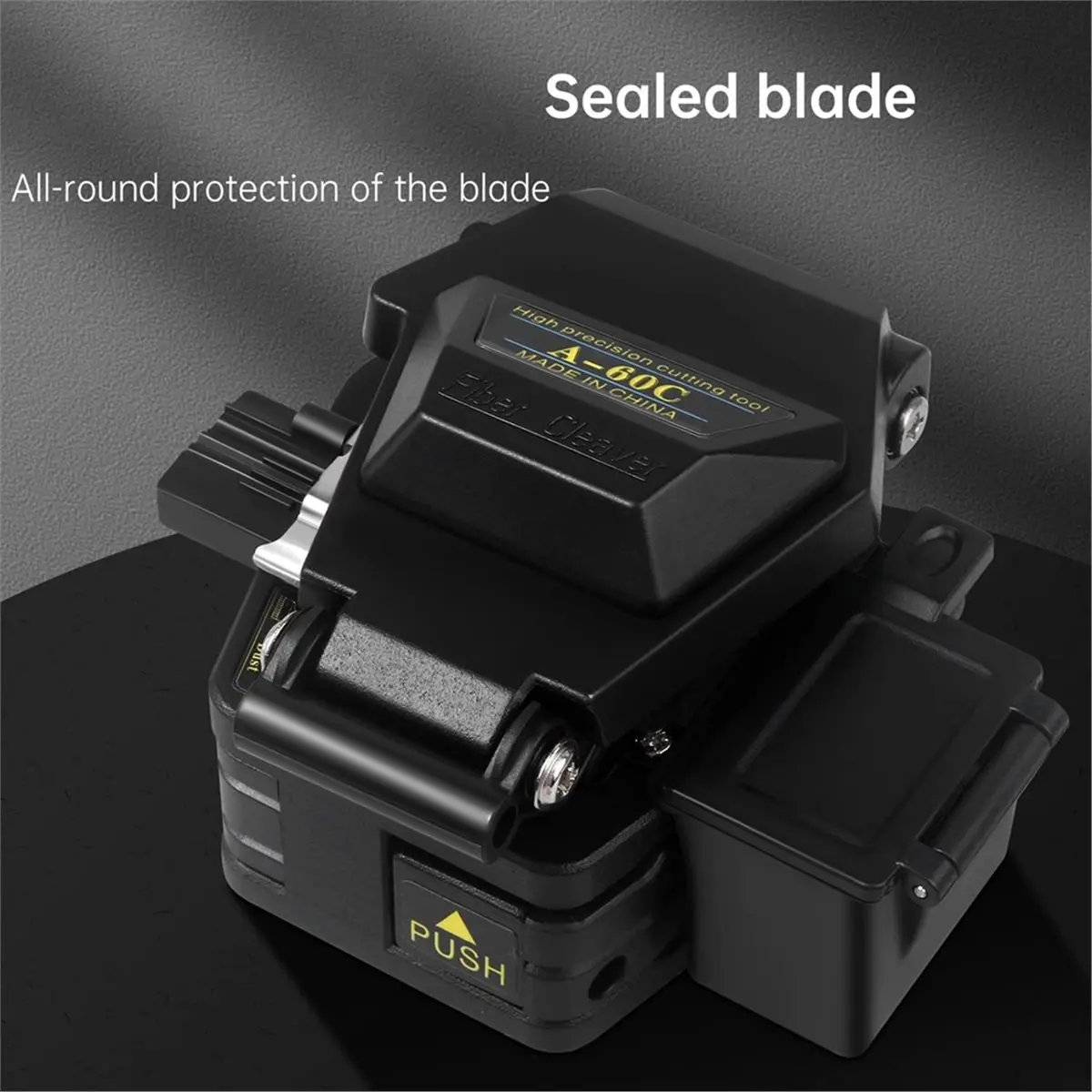 NEW  Optical Fiber Cleaver - Metal Fiber Optic Cutting Tool with Auto Scrap Collector, Steel Blade, Black