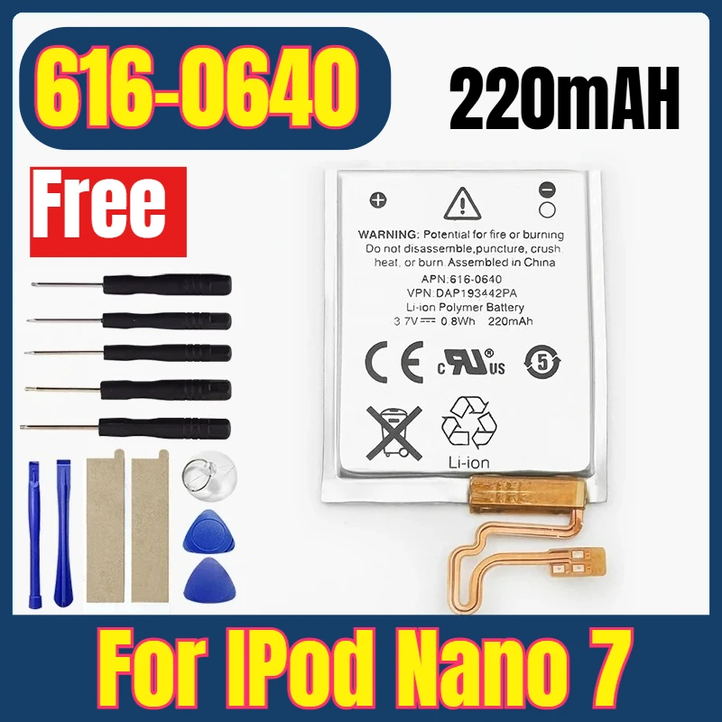 

Brand-New 616-0639 616-0640 Replacement Battery for IPod Nano 7 7th Gen A1446 MP3 MP4 Battery MB903LL/A + Tools