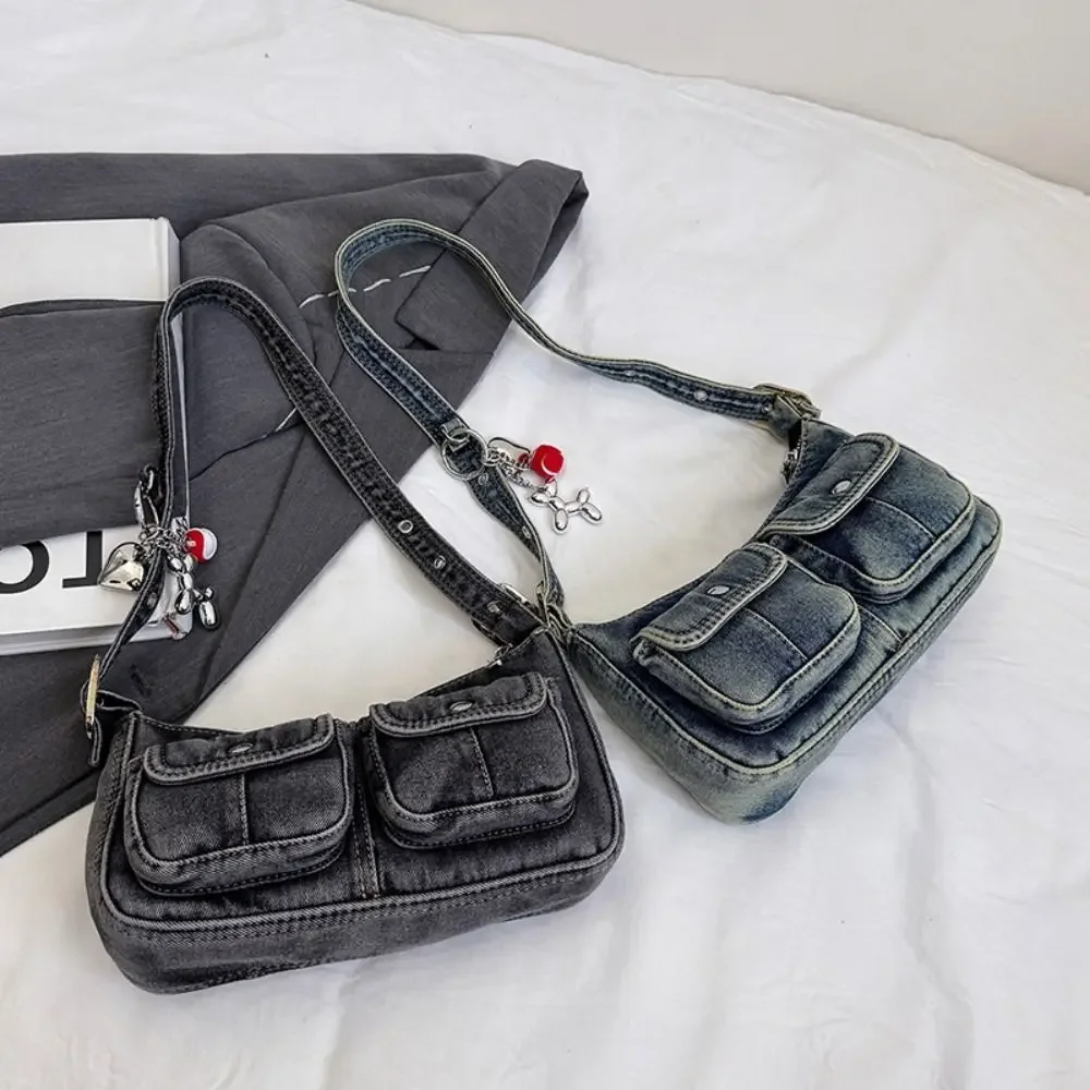 

Трендовая сумка в стиле ретро, джинсовая сумка Y2K, сумка для подмышек, сумка на плечо для девочек, сумка через плечо, тканевая сумка для девочек