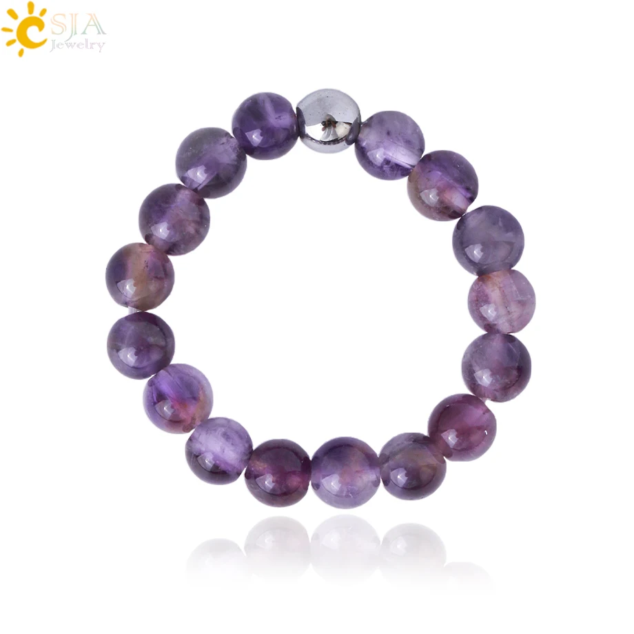 CSJA-Anillo de cuentas de piedra Natural para hombre y mujer, sortija de cristal de 4mm, de hilo Redondo, banda creativa hecha a mano, joyería de fiesta, 1 unidad, G357
