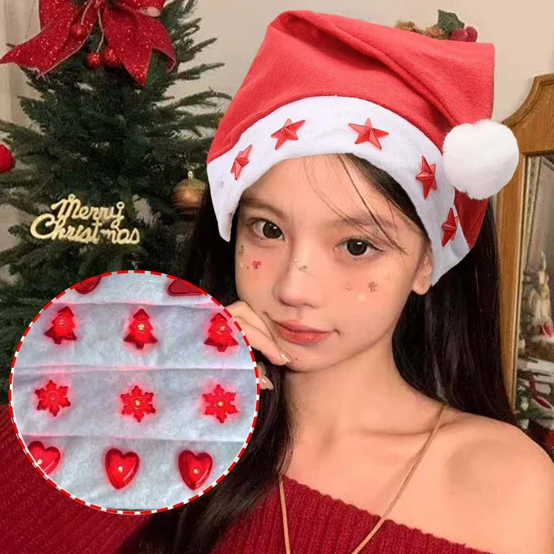 

LED Glowing Christmas Hat Luminous Casual Santa Claus Hat Christmas Musical Caps Festival Party New Year Atmosphere Decoration