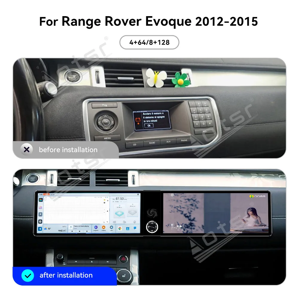 Dual 12.3” CarPlay For Range Rover Evoque 2012-2015 GPS Navi Screen Multimedia Player Stereo No retention original car system