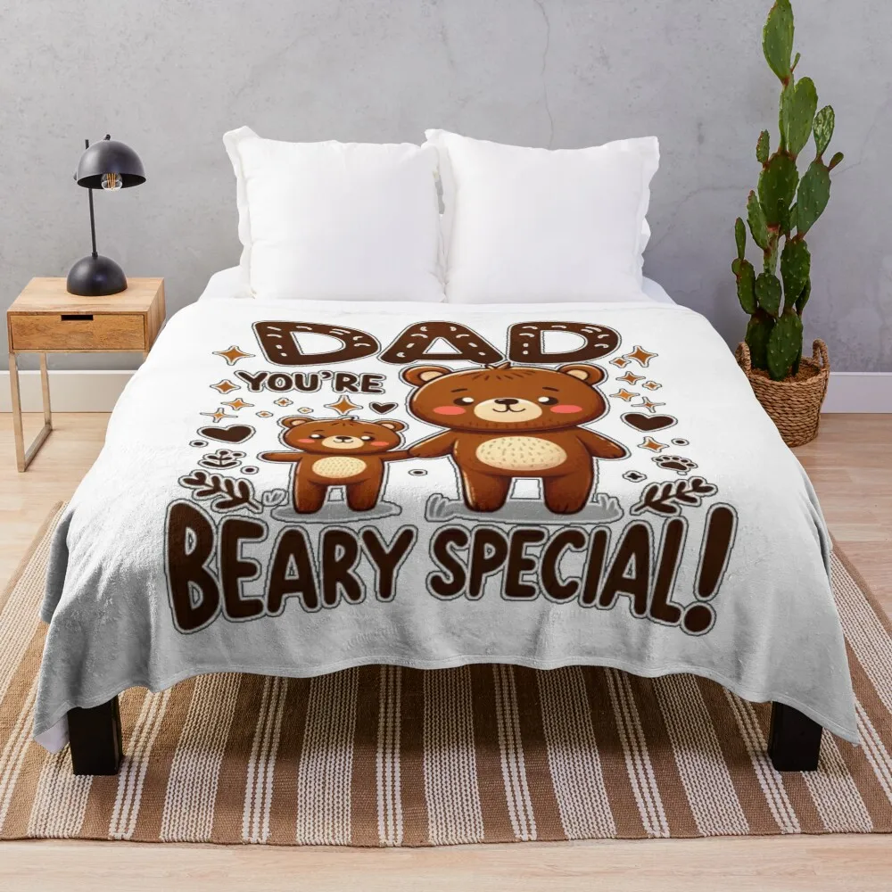 

Father's Day Beary Special Cute Bear Design for Dad Throw Blanket Flannel Cute Plaid Blankets