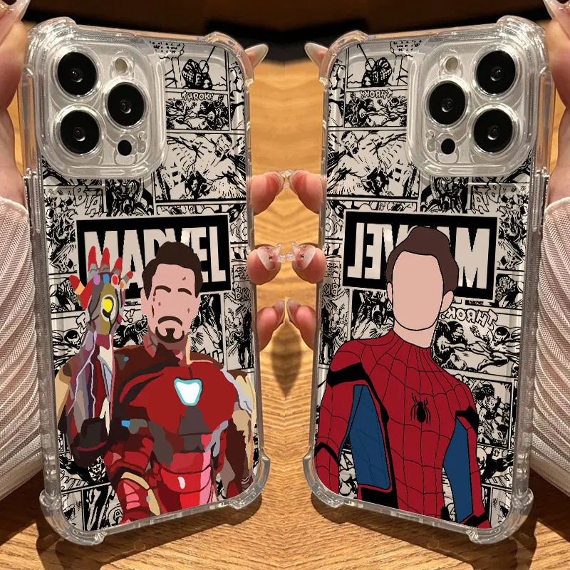 

Marvel Faceless Hero Ironman Clear Case For iPhone 17 16 15 14 13 12 11 Pro Max 16e 17e Air 13 Mini 15 Plus XR X 7 8 Phone Cover