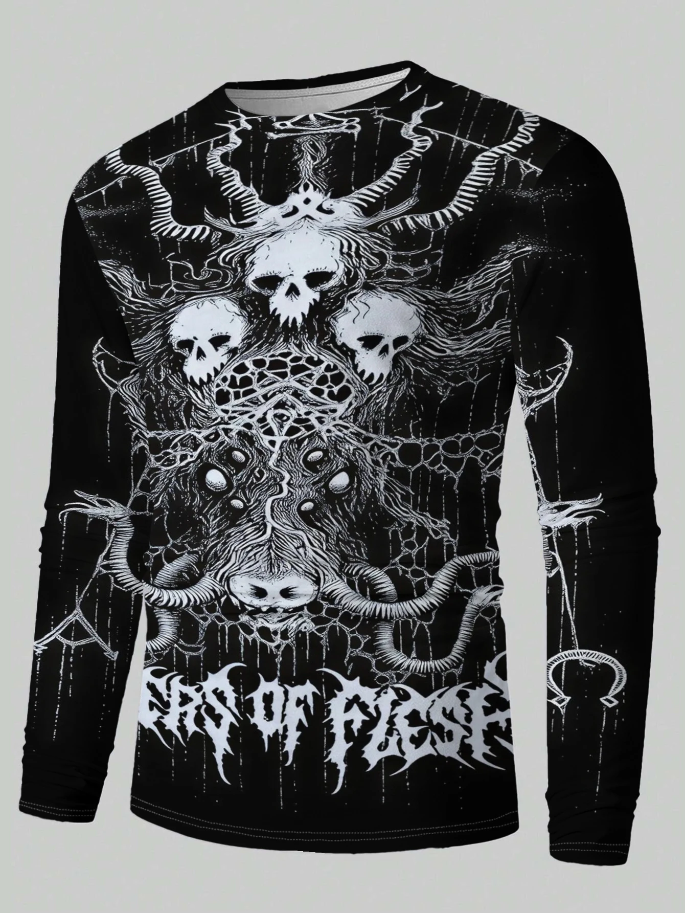 Men Women Y2K Grunge Long-sleeved T-shirt American Goth Haunted Graphic T-shirt Retro Harajuku Streetwear Top Men's T-shirt