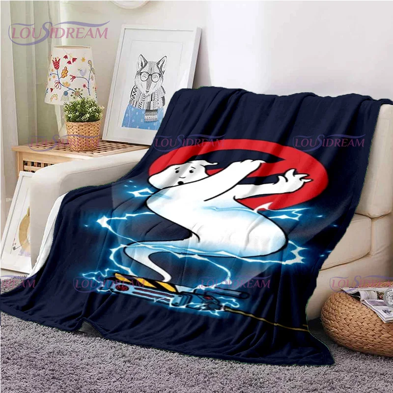 Classic Movie Ghostbusters Print Blanket Soft 3D Cute Ghost Flannel Blanket Throw Blanket for Living Room Bedroom Sofa Cover