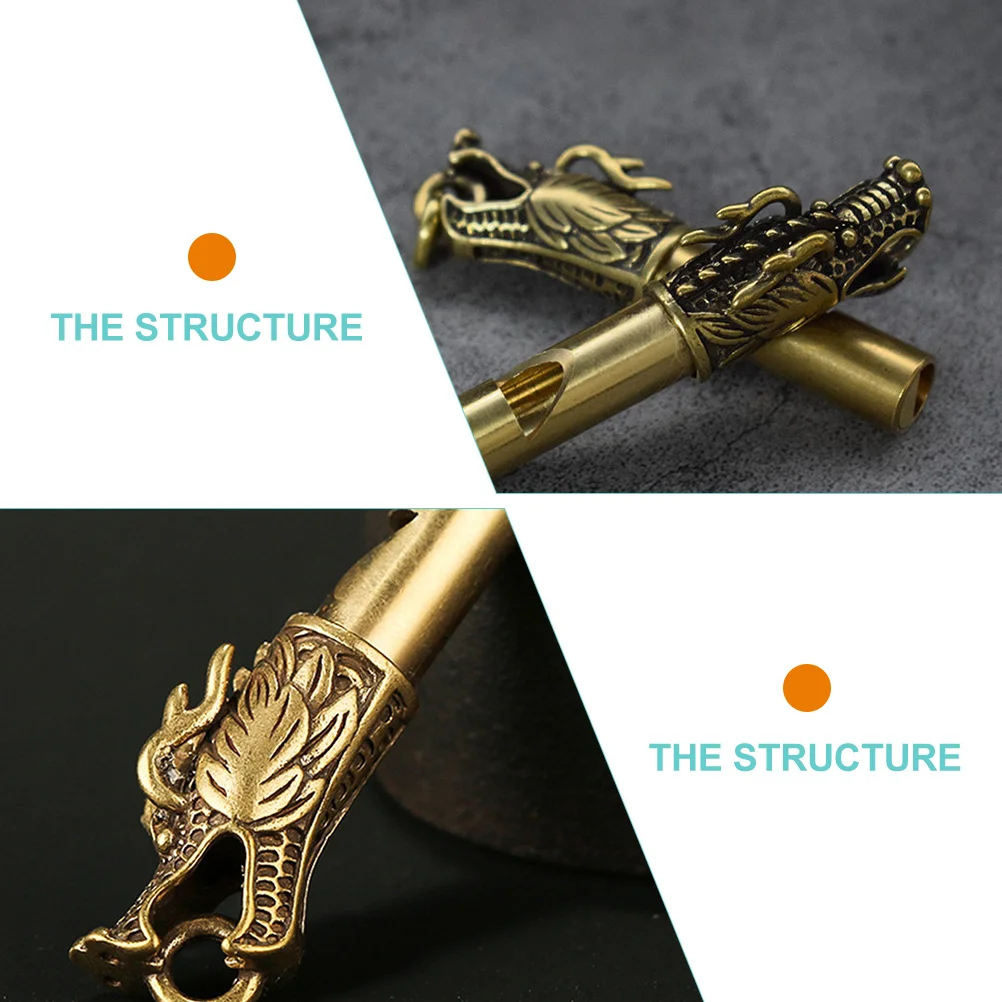 Dragon Pattern Copper Whistle Loud Survival Emergency Safety Whistle Hiking Camping Lifeguard Dog Training Metal Keychain