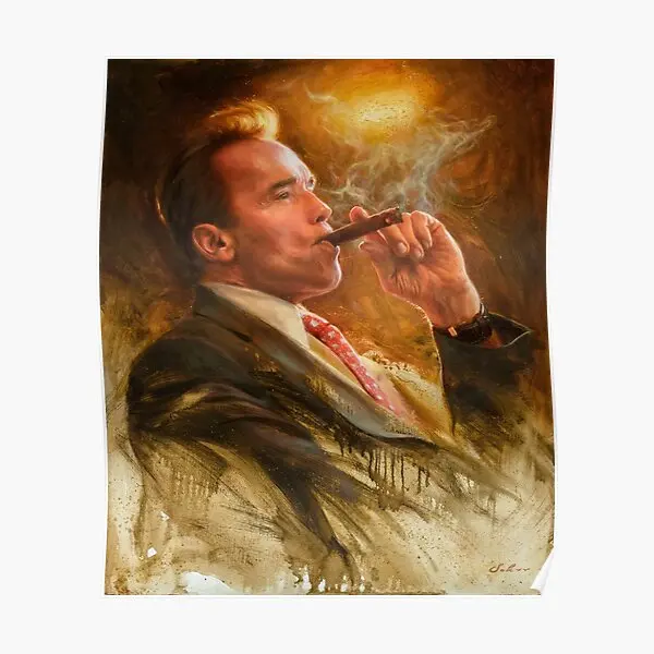 Arnold Schwarzenegger Smoking A Cigar  Poster Painting Modern Mural Funny Art Wall Decoration Picture Vintage Home Room No Frame