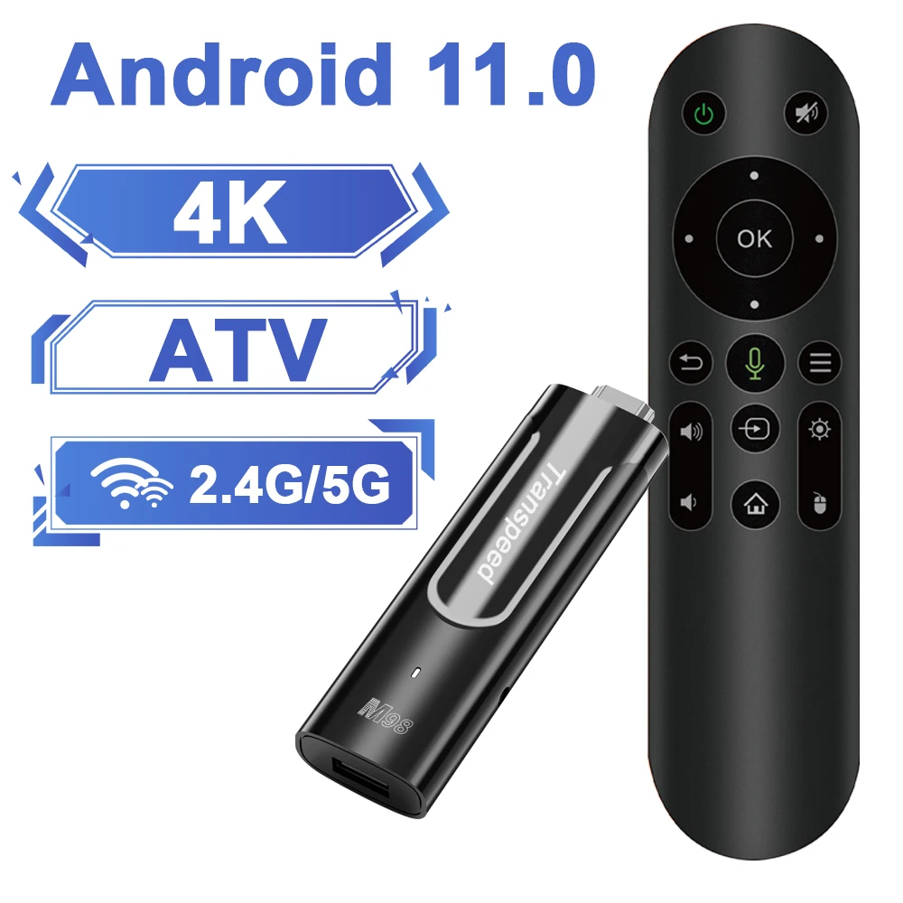 Transpeed-Clé TV RL avec applications TV, Android 11, Amlogic S905Y4, BTpig Tourists, 100M, WiFi, 2 Go, DDR4, Prise en charge de la vidéo 4K, Smart TV 3D