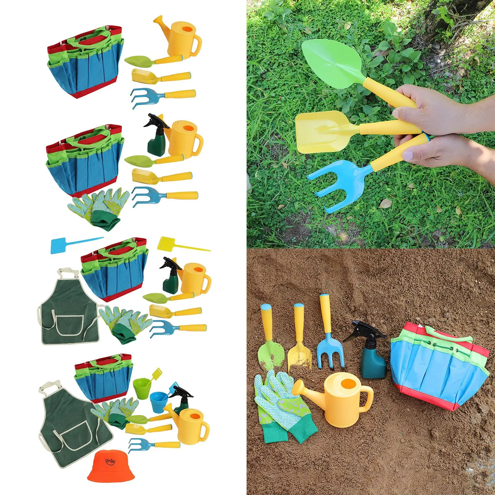 Ensemble d'outils de jardin pour enfants, ensemble d'outils de jardinage, jouets, gants, fourchette, fourre-tout, tablier, ensemble de jeu amusant pour garçons et filles, cadeau