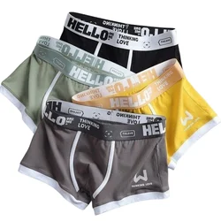 3 pezzi intimo da uomo boxer da uomo mutande da uomo in cotone boxer da uomo assorbente dell'umidità elastico maschile confortevole mutandine stampate