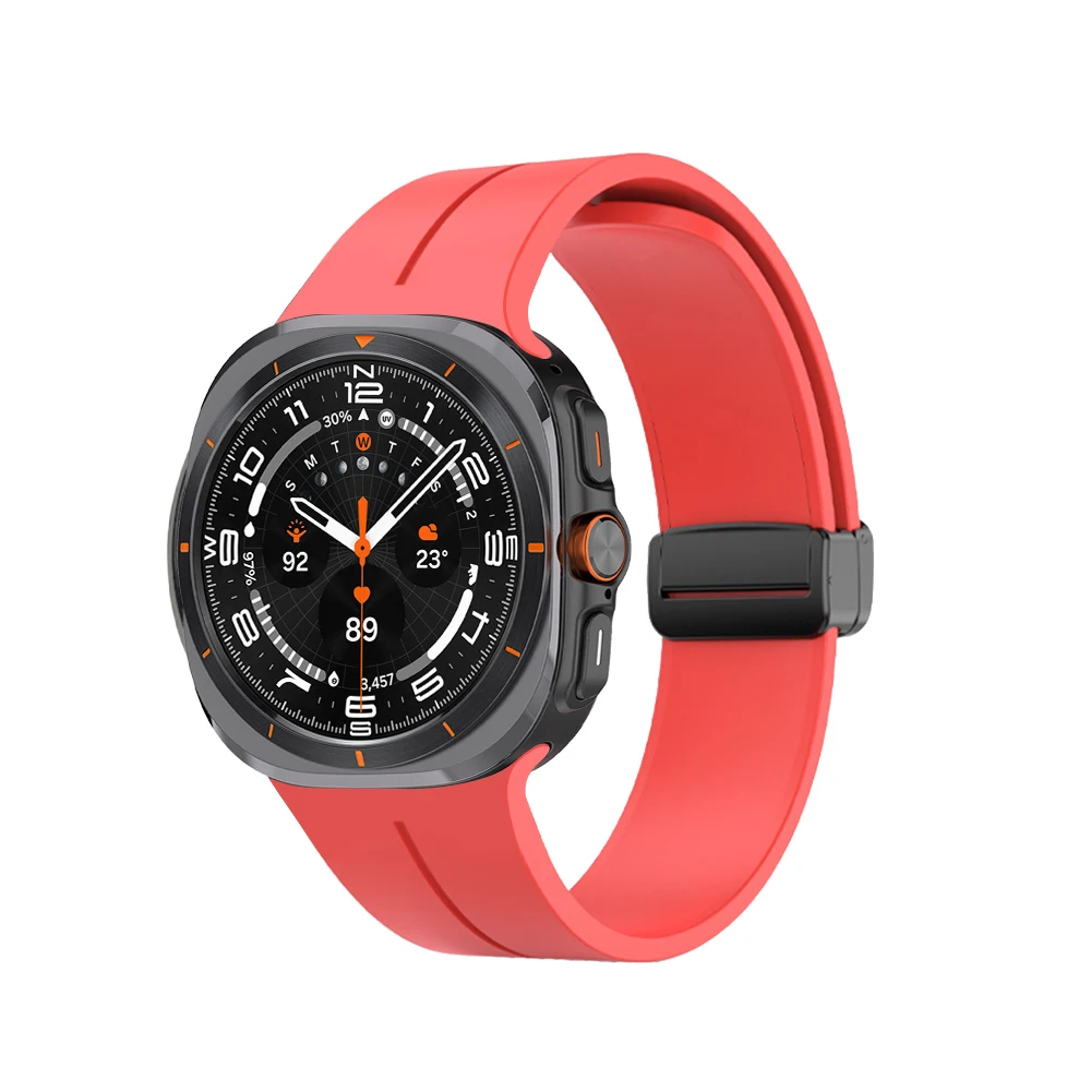 ไม่มีช่องว่างสำหรับ Samsung Galaxy Watch ultra 47mm แม่เหล็กกีฬากำไลข้อมือซิลิโคนสำหรับ Galaxy ultra 47mm