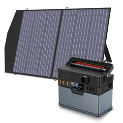 230V/110V Portable Power Station 288Wh Solar Generator Emergency Backup Power With 18V 100W Foldable Solar Panel Outdoor Camping