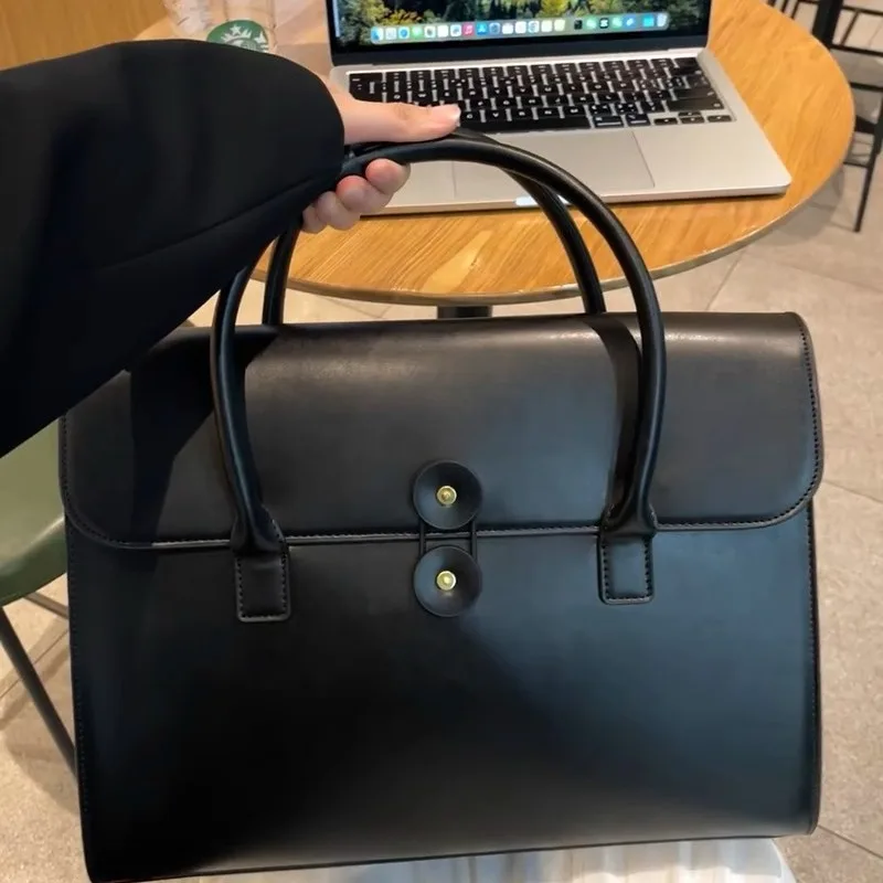 

french 14 inch Laptop Bag for Women korean hand bag PVC Leather Velvet Interior Fits Charger Mouse Stylish Work Bag Briefcase