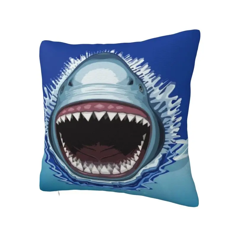Shark Aggressive In Blue Sea Cushion Cover 55x55cm Polyester Animal Throw Pillow Case Sofa Chair Square Pillowcase Decoration