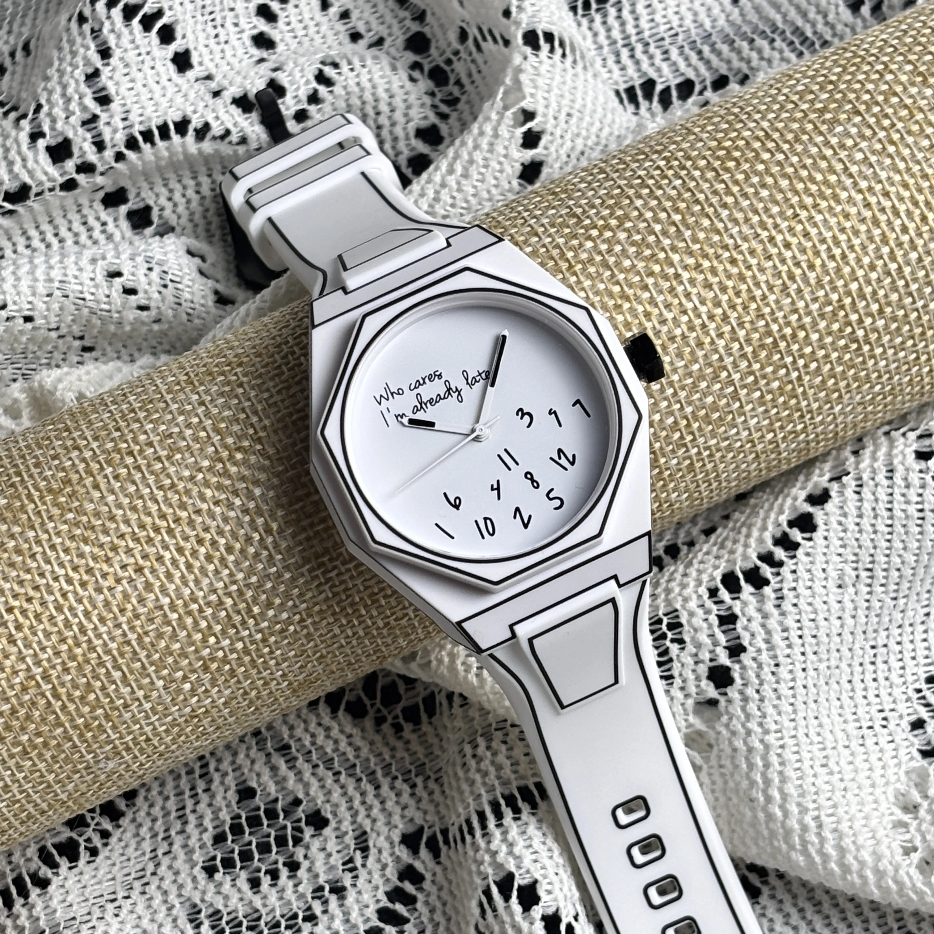 Caixa de policarbonato leve de alta tecnologia preto relógio masculino clássico simples pulseira de silicone relógio de quartzo masculino estilo moda