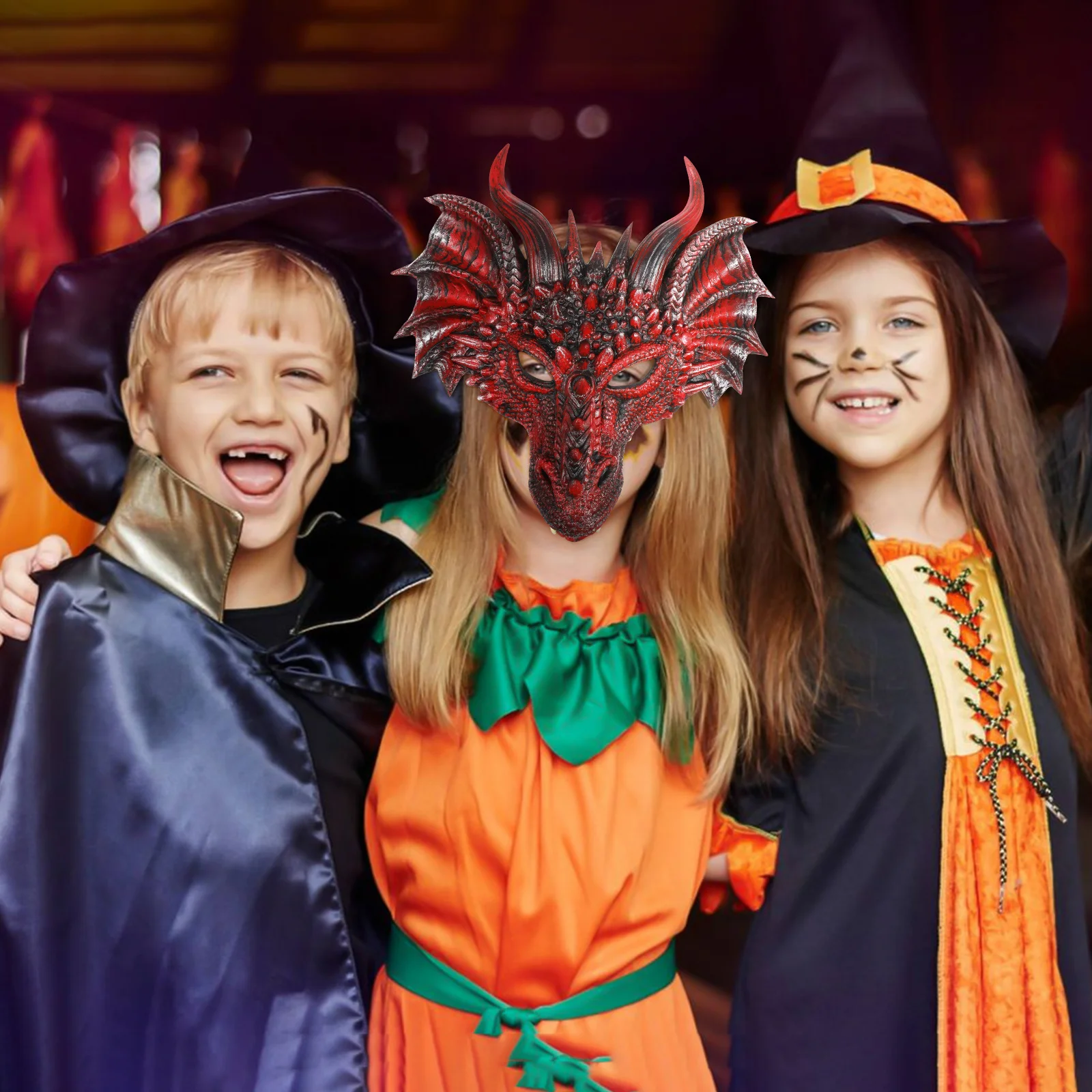 

Dragon Halloween Mask PU Craftsmanship Breathable Half Face Mask for Costume Party Cosplay Festival Halloween Decorations