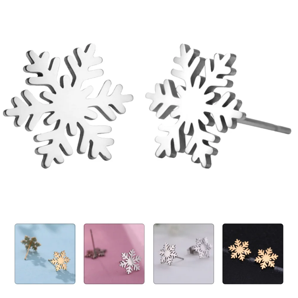 

2 Pairs Christmas Presents Snowflake Ear Stud Daily Earrings Party Women Fashion Elegant Xmas Mother