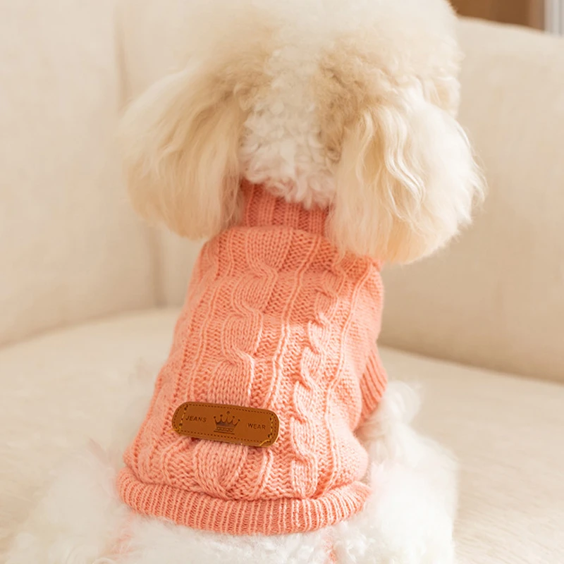 Knitted Clothes for Dogs Classic Solid Dog Sweater Fashion Puppy Pullovers Winter Warm Cat Sweater Pet Turtleneck Chihuahua Coat