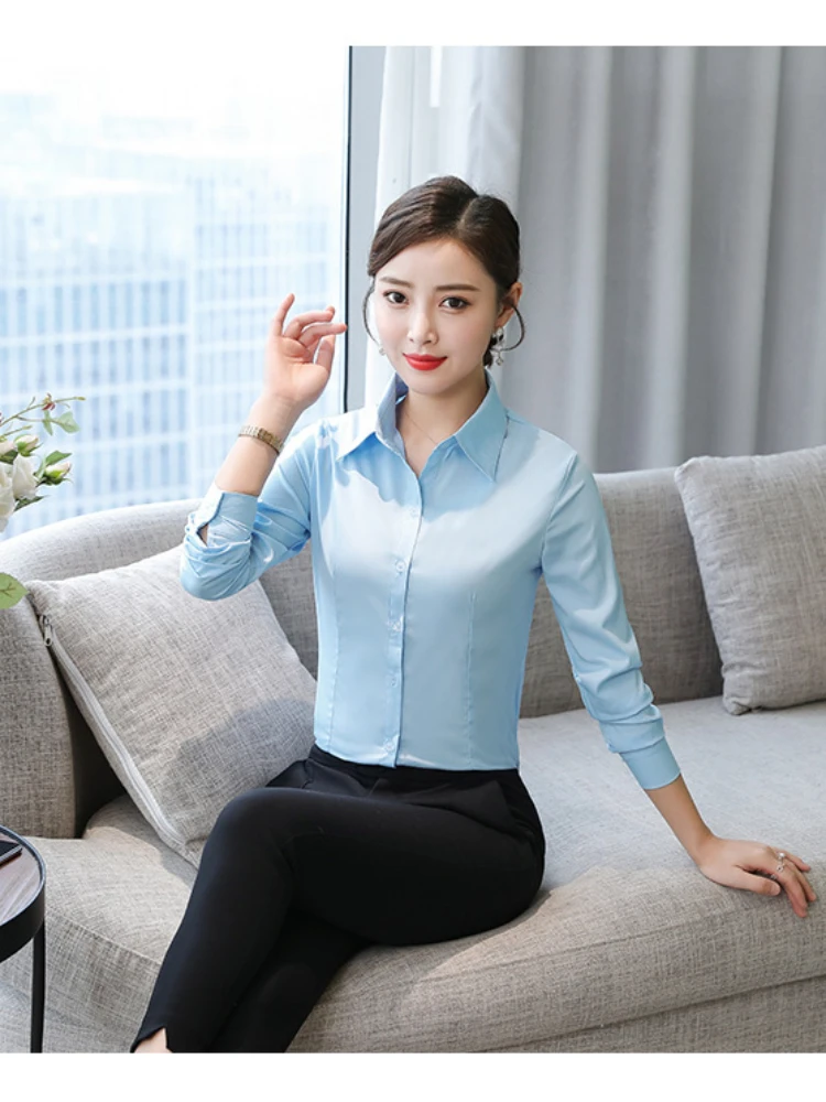 Wit Shirt Vrouwen Polyester Katoen Shirts Voor Vrouwen Lange Mouw Blouse Vrouwen Jurk Shirts Mode Vrouwelijke Kleding Ol Womens Tops