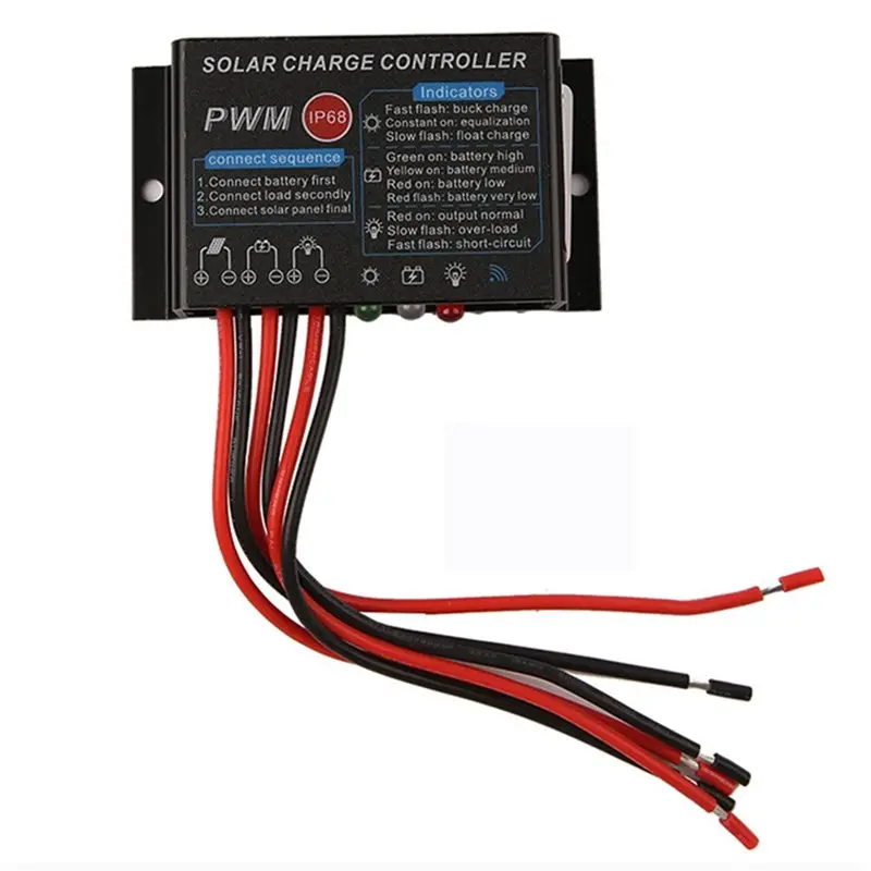 T24C 2X 10A 12V IP67 Waterproof Solar Charge Controller PWM Solar Control Regulator