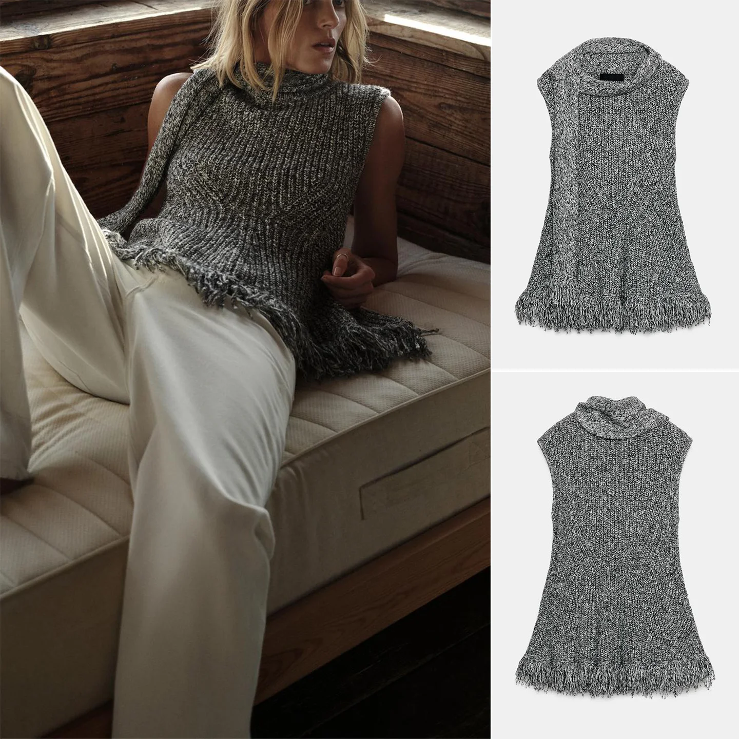 

Autumn Winter New Women's Design Svel Scarf Trim Collar Knitted Top High Ne Polyester Fiber Bright Tead Girls