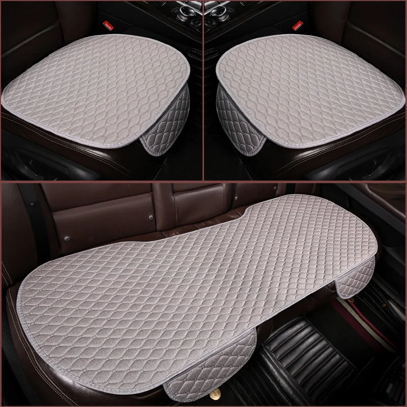 3Pcs Cotton and linen Car Seat Cover Set Universal Car Seat Cover Cushion All Season Car Seat Protector Interior Car Accessories image 5