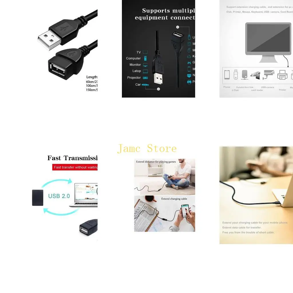 LX0B Usb Extension Cable 4 Data Cable Male To Female Power Cord U Disk Extender