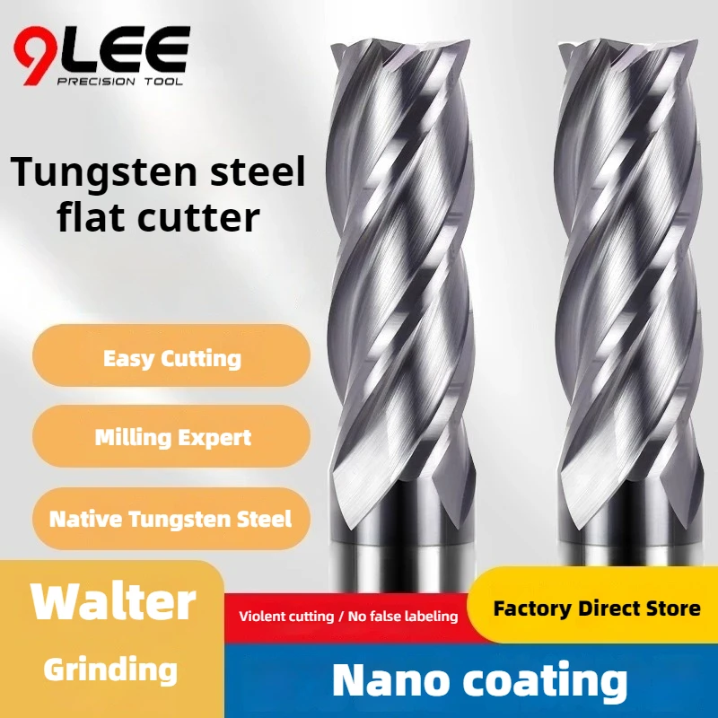 HRC58° Carbide End Mill 4F Tungsten Steel Milling Cutter Black Nano Coating 4mm/6mm/8mm Straight Shank Cnc Cutting Tool