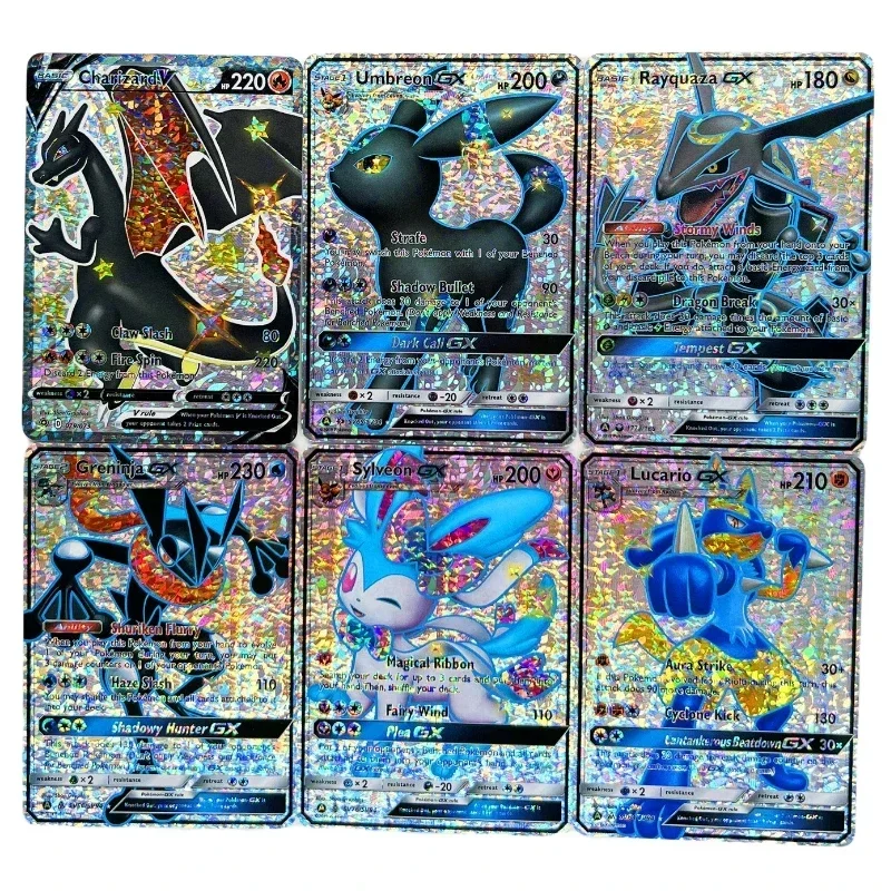 Charizard Greninja Eevee 53pcs/set English Refractive Collection Card Celebration Comic Kids Toy Card Game Toys Gifts