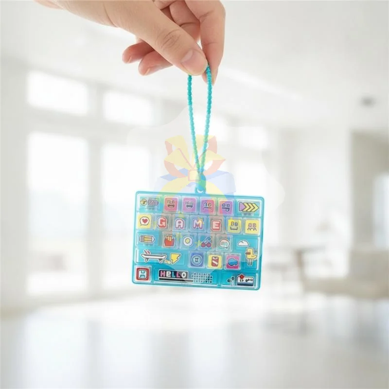 Cartoon Keyboard Pendant Decompression Fidget Toy 26 Clickable Keys Anti-Stress Anxiety Relief Toy for Home Office Travel