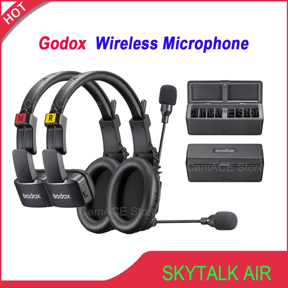 Godox SKYTALK AIR 2.4G Wireless Microphone Full Duplex Intercom Real-Time Monitoring Low Latency for Live Streaming/Interview