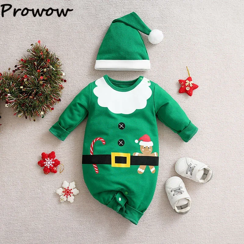 Prowow الطفل عيد الميلاد السروال القصير الأحمر الزنجبيل خبز الكرتون ارتداءها مع قبعة عيد الميلاد 2 قطعة بلدي أول السنة الجديدة الطفل زي 2026 #3