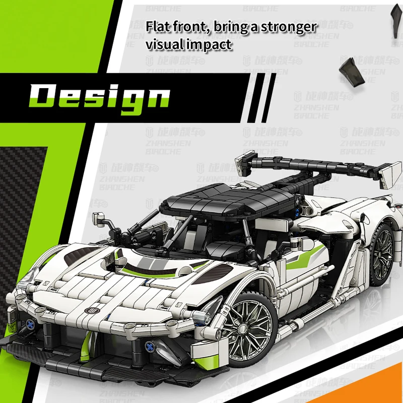 Famous Super White Technical Racing Car Budiling Block City Expert Speed Racer Vehicle Bricks Assembly Sets Toys Kids Boys Gifts