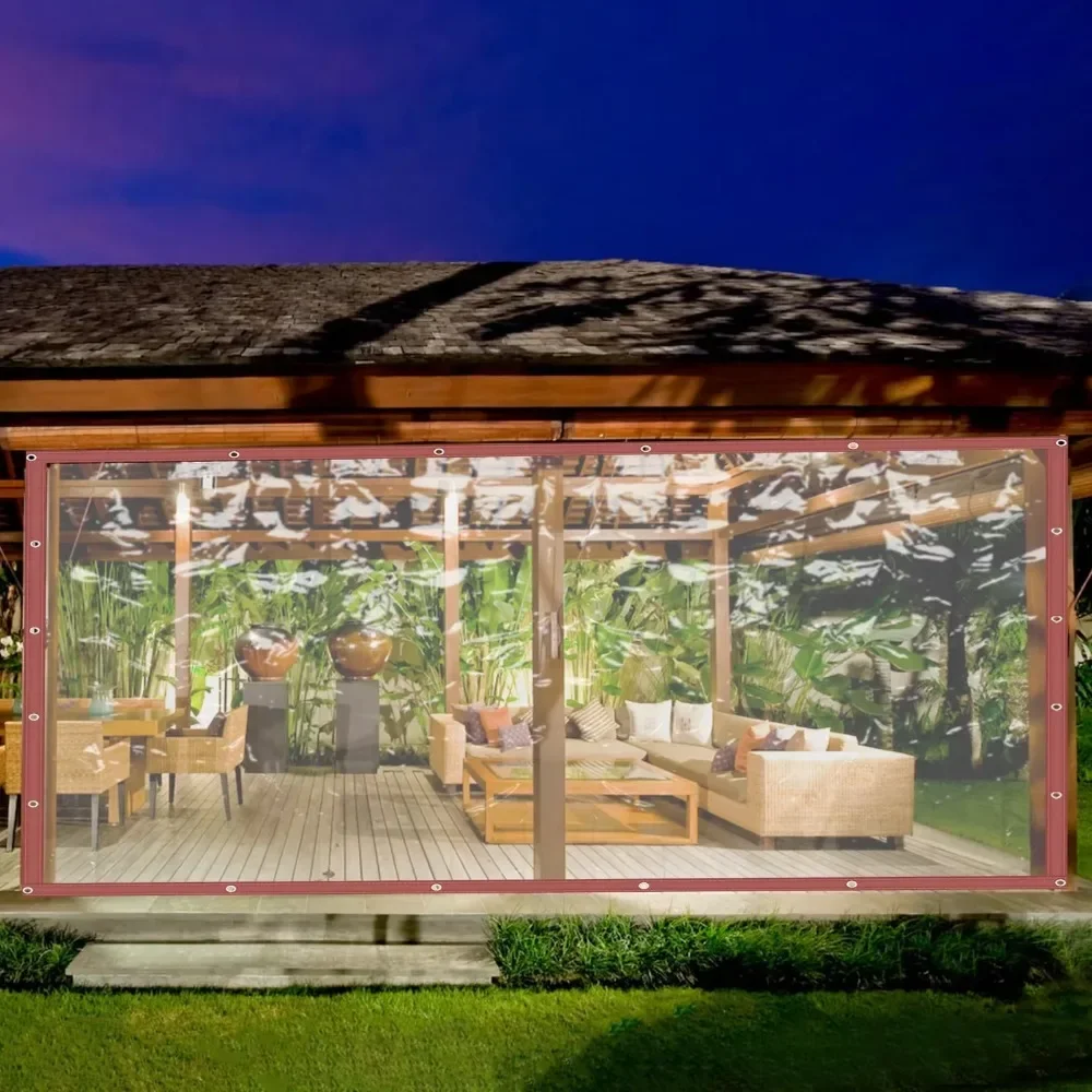 

Многоразмерный коммерческий прочный непромокаемый ПВХ прозрачный тент с навесом, шторный корпус, свернутый корпус для патио с втулками толщиной 0,5 мм