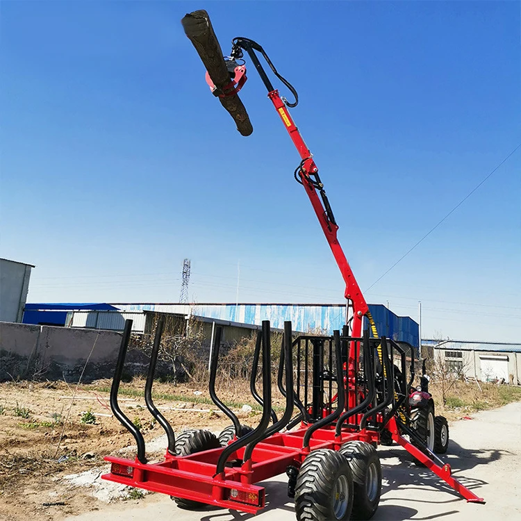 Forestry Machinery Grapple Log Trailer With Crane Trailer For Timber Harvest Business