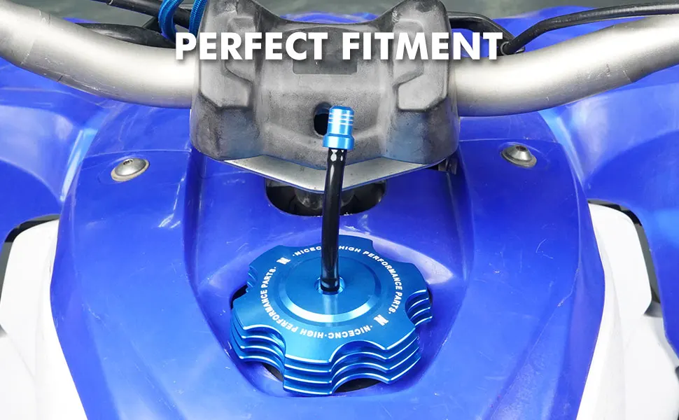 NICECNC Für Yamaha YFZ450R YFZ 450 2009-2023 Öl- und Benzintankdeckel Kraftstoffabdeckung zur Leckagevermeidung Aluminium ATV-Zubehör – Detail 7