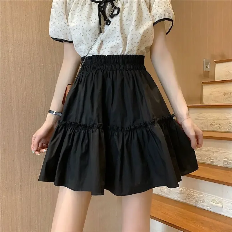 Skirts Women Party Y2k Elastic Waist A-line Lovely Summer Sweet Style Mini Holiday Simple Soft Stylish Edible Tree Fungus Design