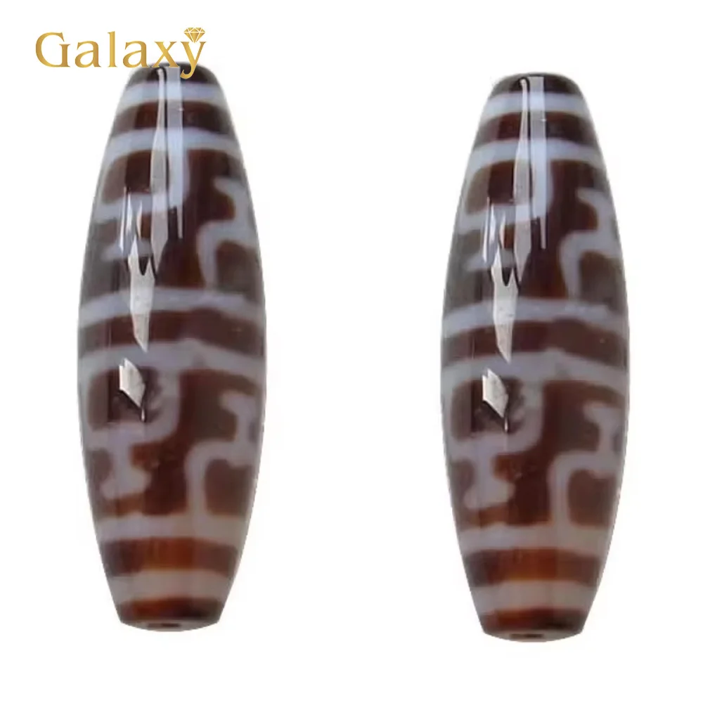 

1Pc Natural Tibetan Dzi Bead for Making Diy Jewelry Necklace Bracelet Accessory Pendant Oval nectar & two tone Grade AAA 13x38mm