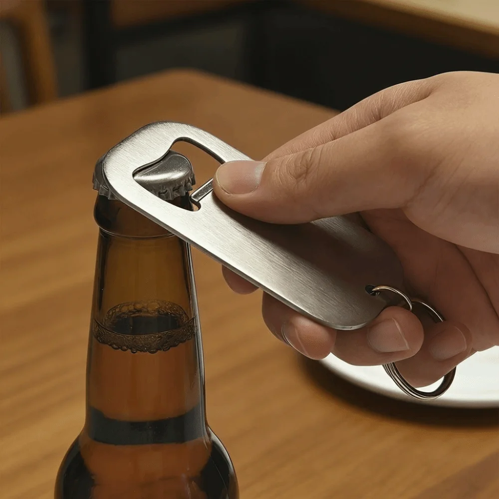 Portable Stainless Steel Beer Bottle Opener Simple Drink Starter Portable Bottle Opener Bag Hanging Key Chain Pendant Camping