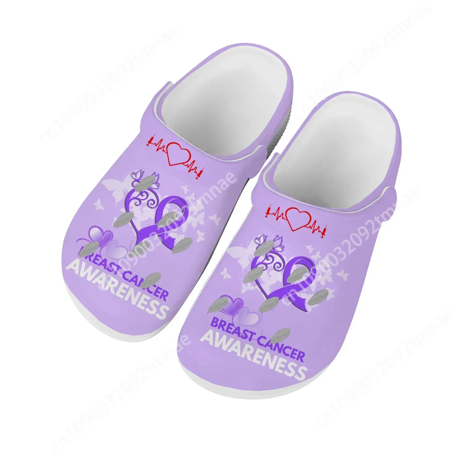 Zuecos de casa con diseño de cinta rosa para hombres, mujeres, jóvenes, niños, niñas, sandalias de jardín, zapatos personalizados, zapatillas de playa con agujeros