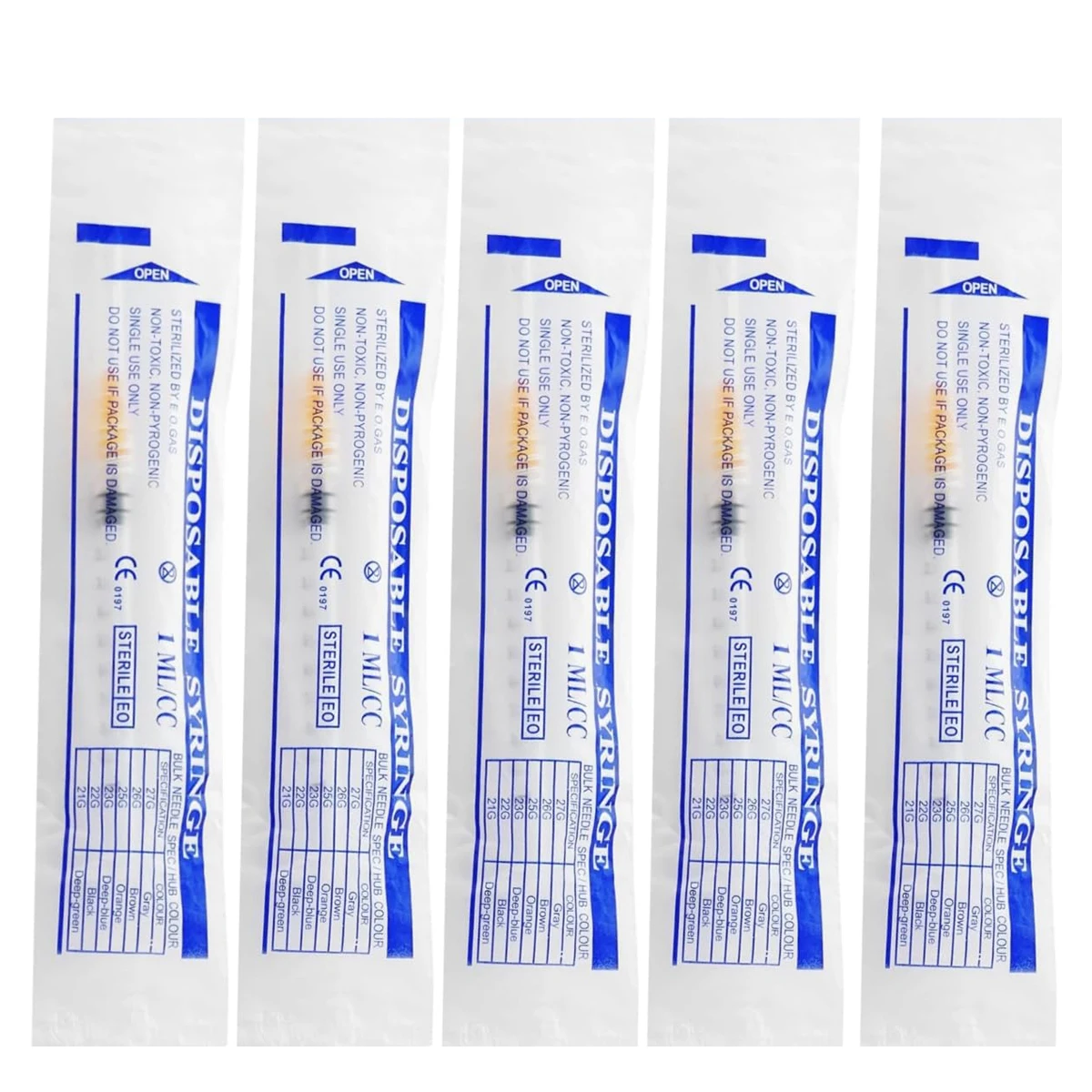 100 حزمة 1 مل 1 سي سي حقنة قفل لور مع إبرة 25 جرام 1 بوصة معقمة معبأة بشكل فردي للتوزيع الصناعي والمختبرات العلمية