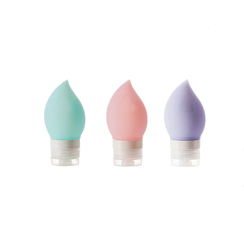 

3pcs Water Drop Shape Portable Travel Bottles Set Soap Dispensers Silicone Bottles Countertop Lotion Containers 75ml (Pink, Blue