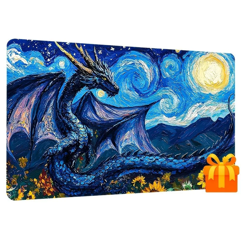 Star Night Dragon Pattern Game Mat, compatible with collectible card games, tabletop games, and game accessories tapis de souris