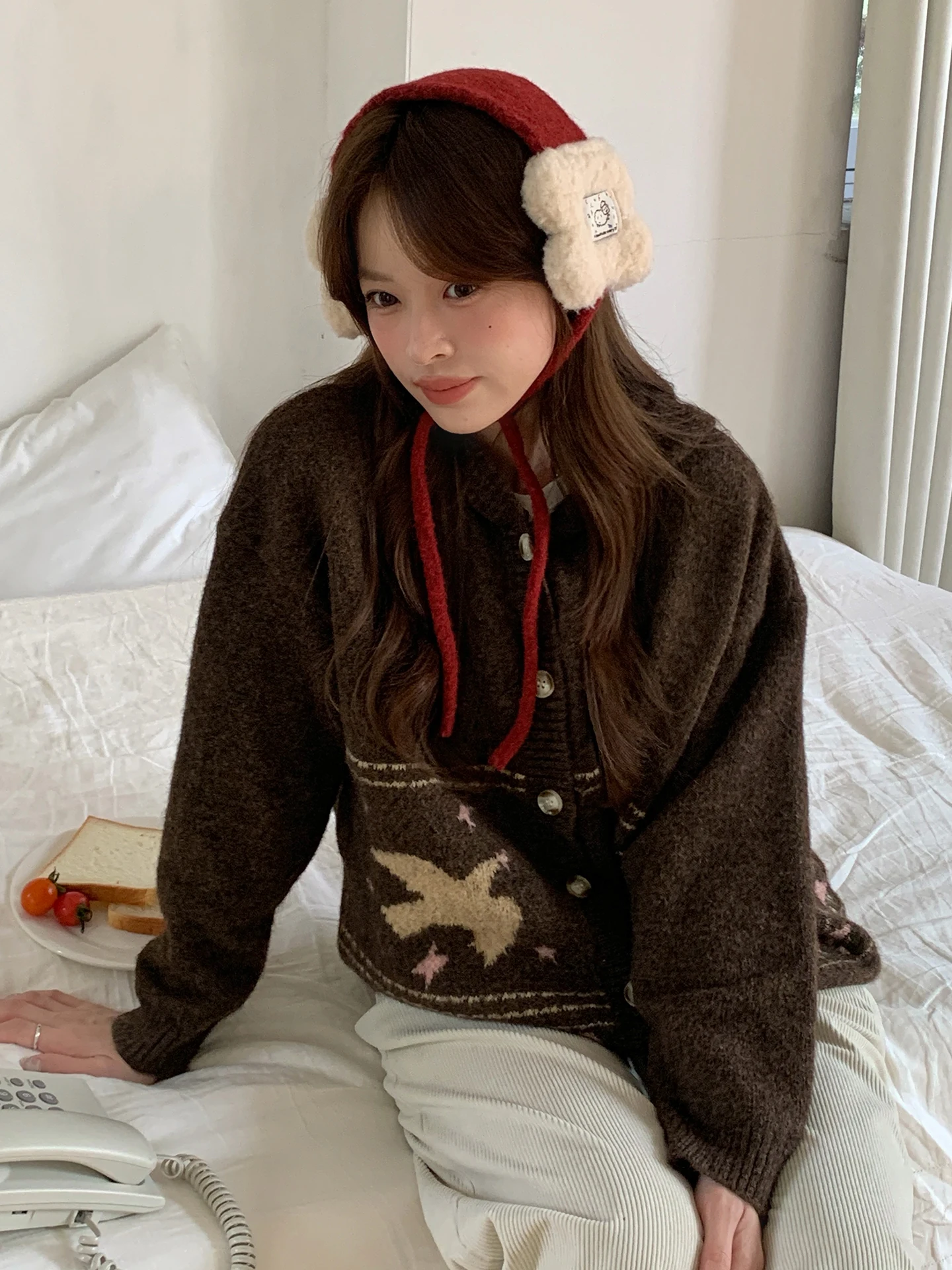 Korean Style Cute Sheep Color Block Plush Ear Muffs Women's Autumn Winter Warm Ear Protection Photography Friendly Ear Covers