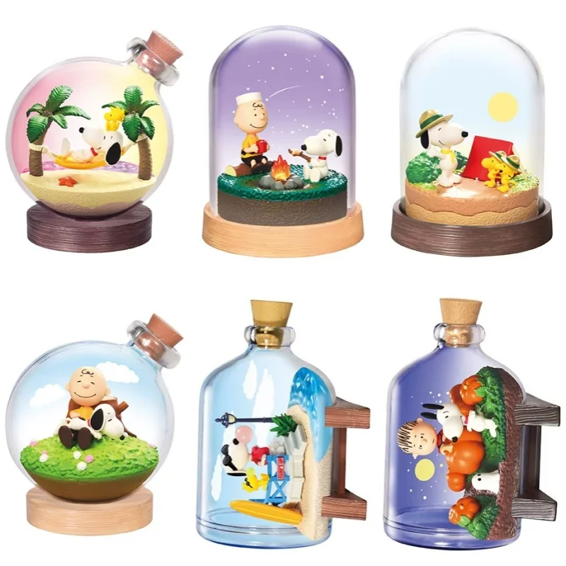 Оригинальный набор Re-Ment из 6 фигурок Peanuts SNOOPY TIME Terrarium: игрушки Снупи для детей, коллекционные модели, украшения, подарок
