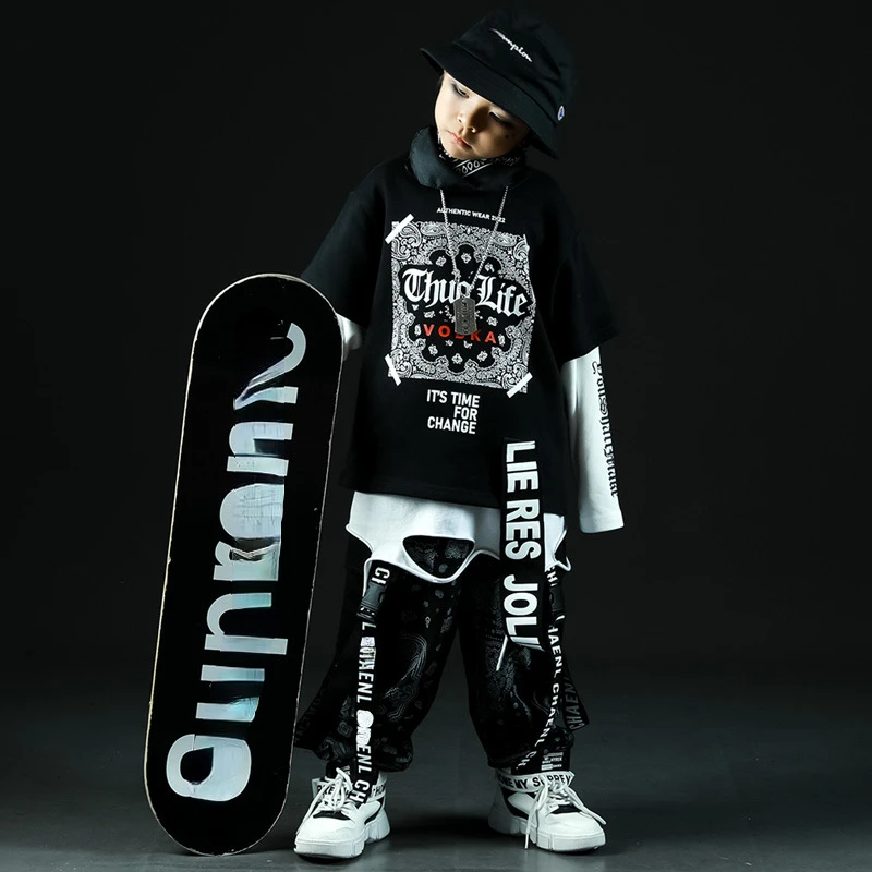 New Children Boys Hip Hop Clothes Sets Long Sleeve T Shirt + Pants Teens Sport Outfits Kids Tracksuit 4 5 6 7 8 9 10 11 12 14 Y