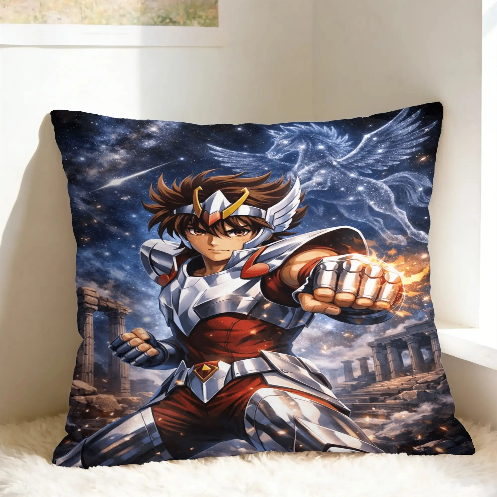 The Knights Pillow Case Saint Seiya Kawaii Pillow Cover Square Pillowcases For Couch Sofa Bedroom