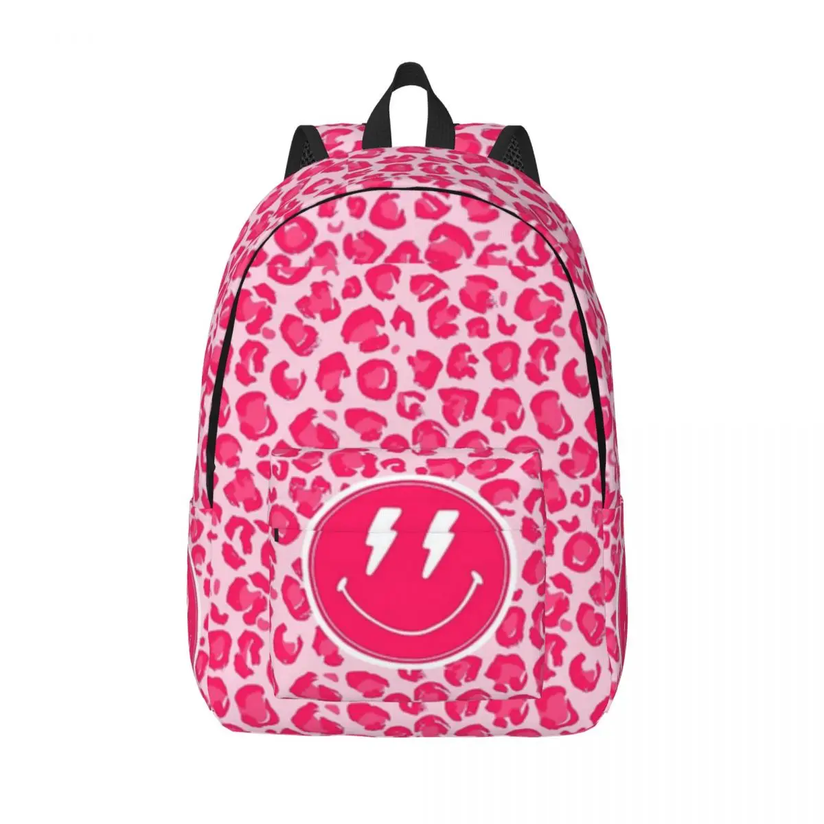 

Preppy School Supplies, Pink, Smile Printed Lightweight Casual Schoolbag For School, Outdoor, Shopping, Office 15.7in 17.7in