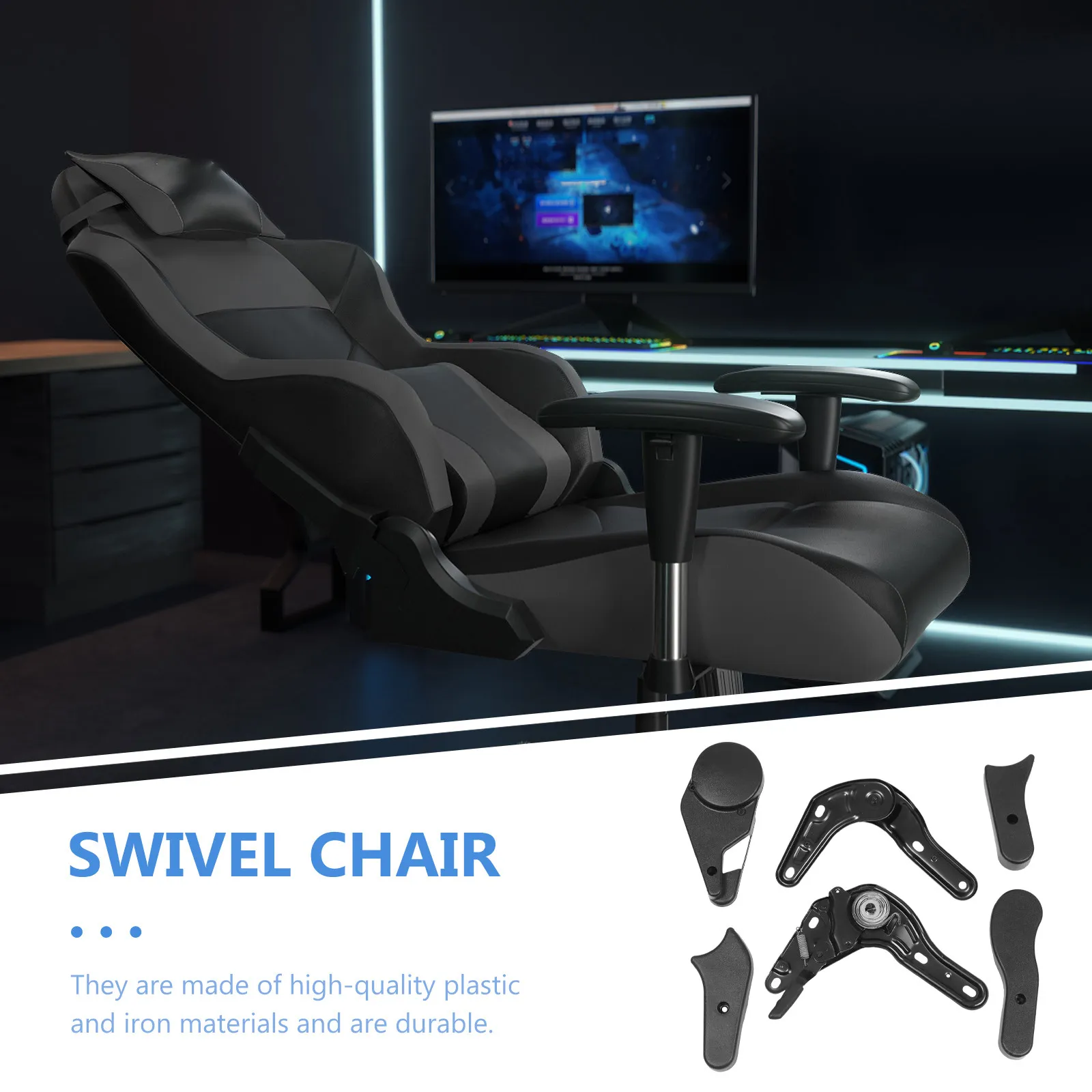 Multi-Angle Chair Adjusters for Gaming Chair Owners, Improving Comfort, 6 Pcs for Most Game Chairs, Black, Iron and Plastic